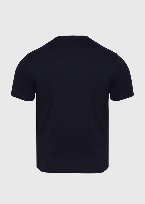 Camiseta de manga corta en algodón Pima peruano, tejido interlock de 185 gr con cuello en rib 1x1