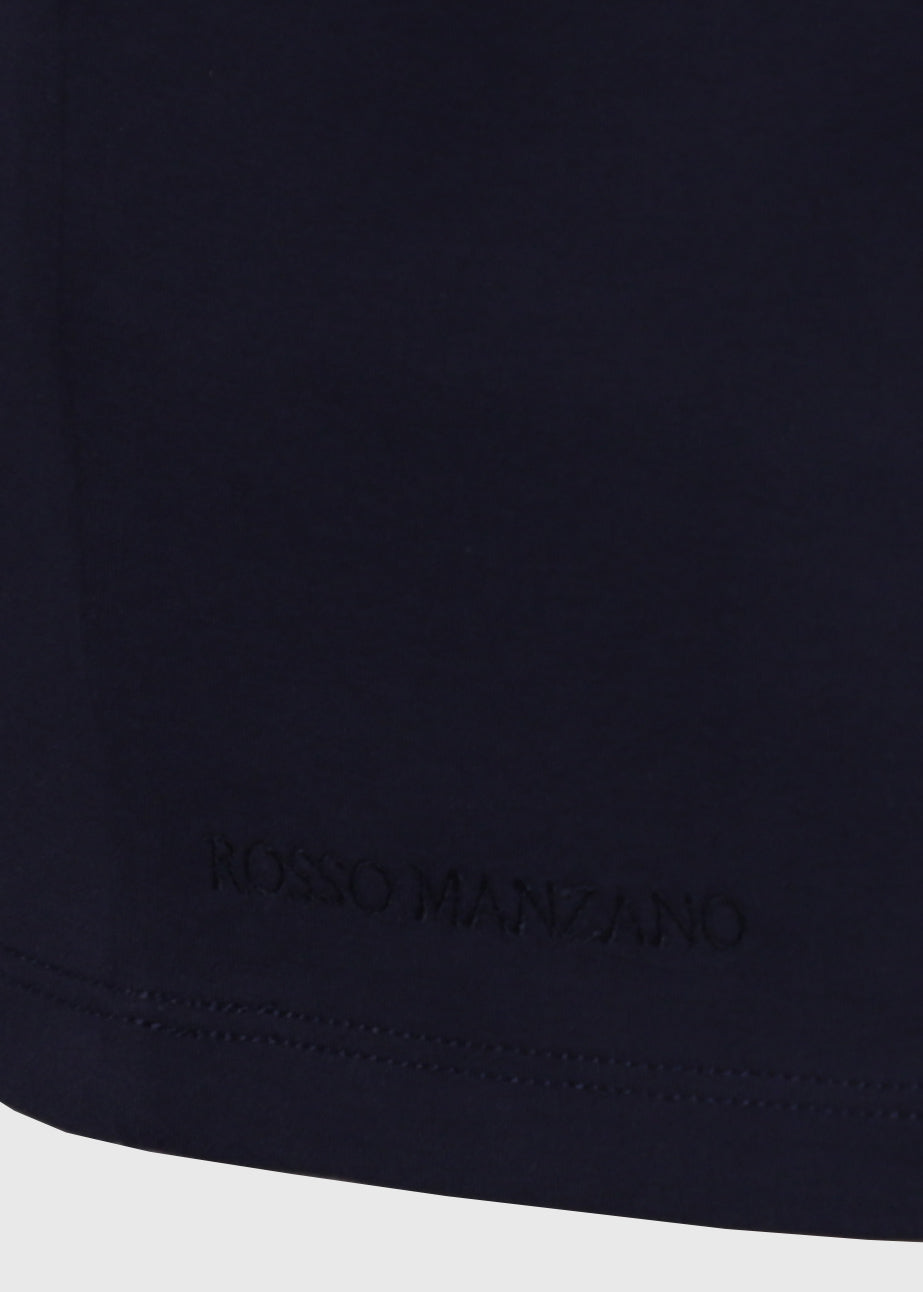 Camiseta de manga corta en algodón Pima peruano, tejido interlock de 185 gr con cuello en rib